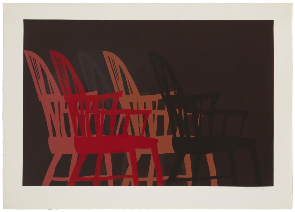 Appraisal: Arnold Mesches b Chairs Serigraph on BK Rives paper From