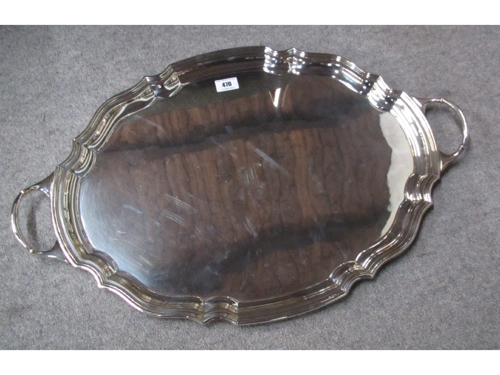 Appraisal: Large silver plated double handled serving tray