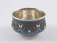 Appraisal: A Russian silver cloisonne enamel salt maker S M s