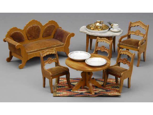 Appraisal: Schneegass Parlor Set MN Seventeen pieces Includes a velvet upholstered