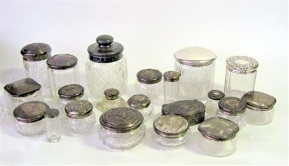 Appraisal: Group of American sterling silver mounted cut glass powder jarsvarious