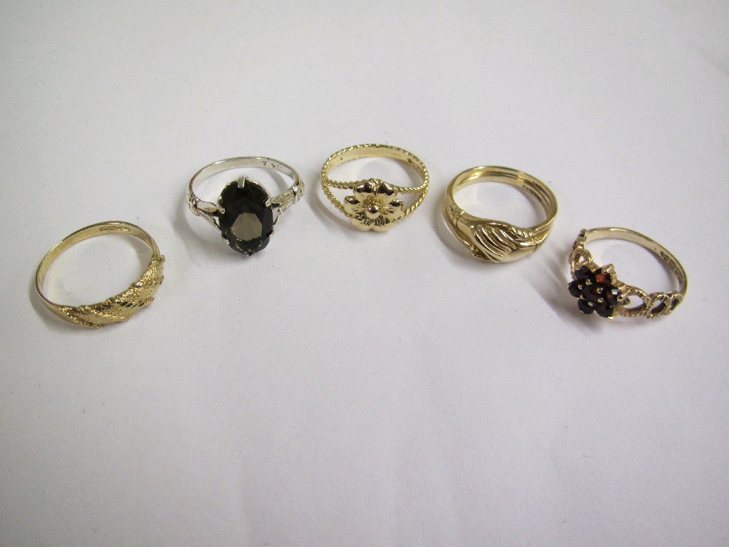 Appraisal: Lot comprising a silver topaz set ring a ct gold