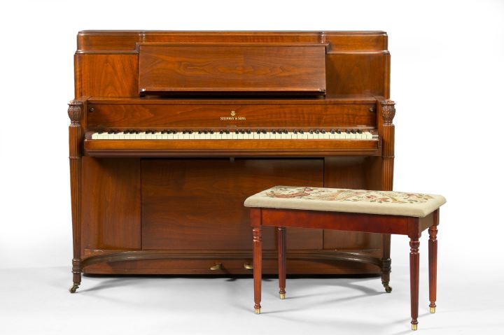 Appraisal: Steinway and Sons Walnut Spinet Piano and Bench of Sheraton