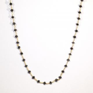 Appraisal: Black diamond bead and k yellow gold necklace Black diamond