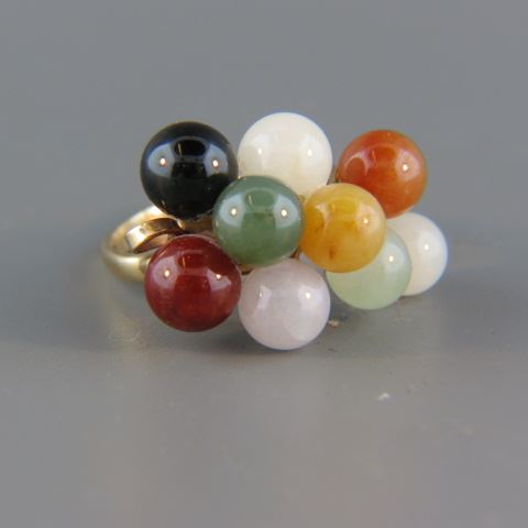 Appraisal: Jade Ring multicolor round jade in k yellow gold currently