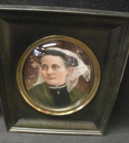 Appraisal: Framed Porcelain Plaque of a Woman From a Queens NY