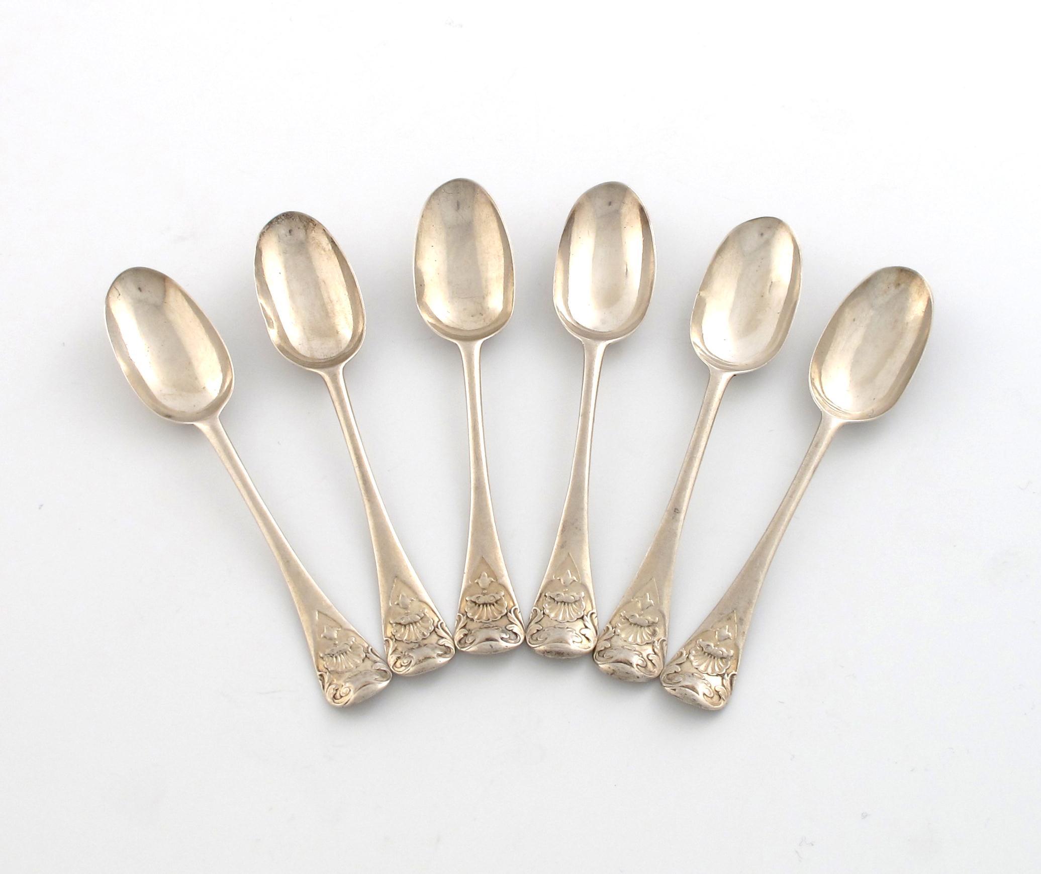 Appraisal: A set of six th century silver Hanoverian pattern teaspoon