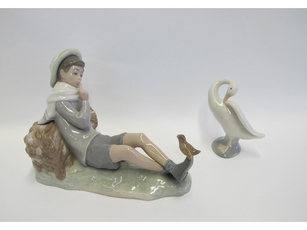 Appraisal: Lladro figure 'Shepherd with bird' designed by Vicente Martinez issued