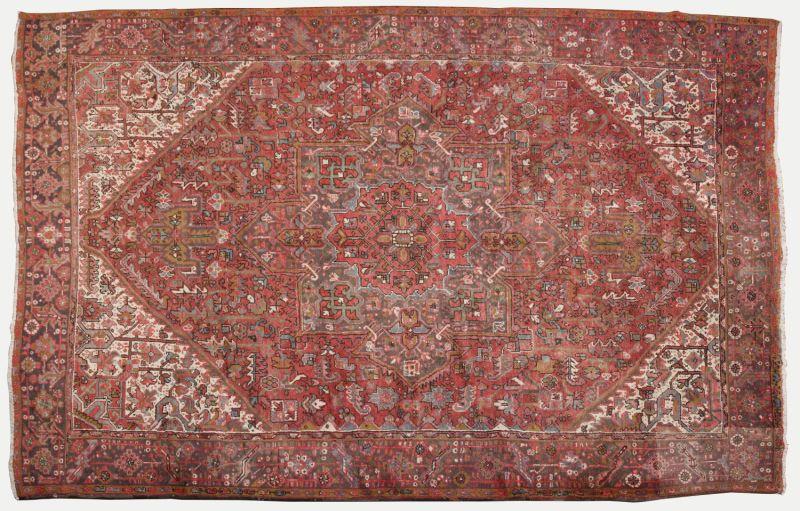 Appraisal: Semi-Antique Heriz Room Size Rug hand-tied cotton base with brick