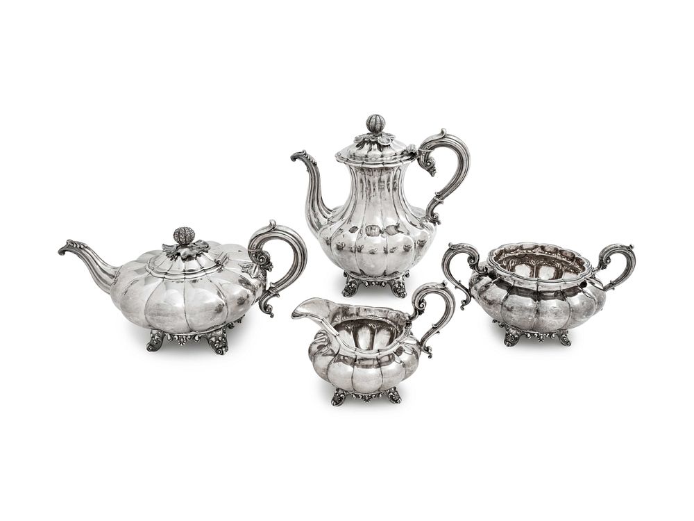 Appraisal: A William IV Silver Four-Piece Tea and Coffee Service A