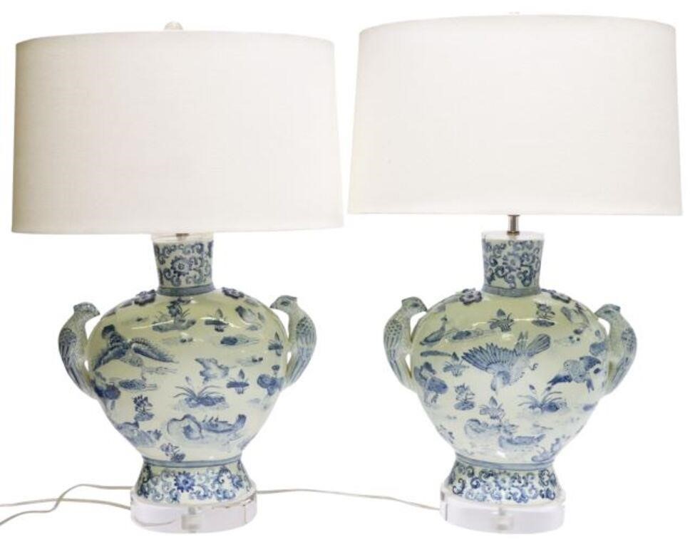 Appraisal: pair Chinese blue and white porcelain single-light table lamps with