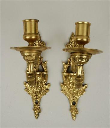 Appraisal: Pair of Rococo-Style Gilt-Metal Single-Light Wall Sconces x in