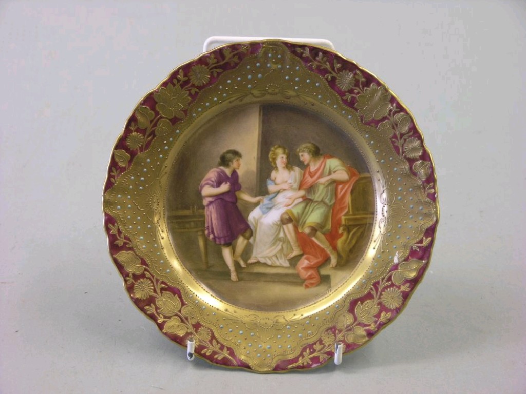 Appraisal: A Vienna-style cabinet plate painted with three figures after Kauffmann