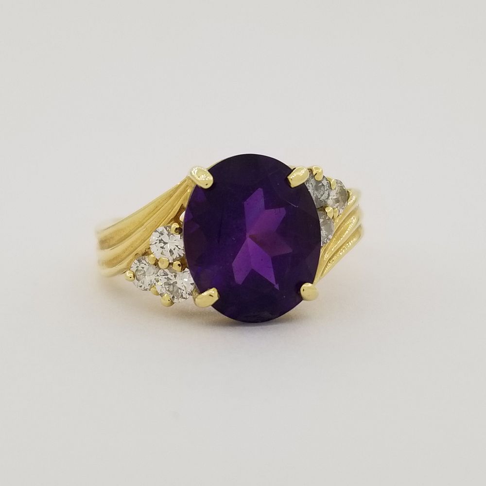 Appraisal: k Gold Amethyst Diamond Ring k Gold Amethyst Diamond Ring