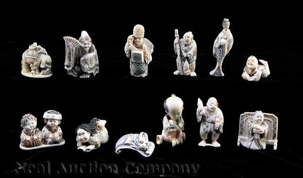 Appraisal: A Collection of Twelve Japanese Carved Ivory and Bone Netsuke