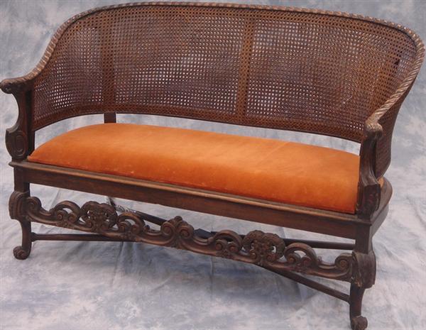 Appraisal: pc carved walnut French style parlor set settee with armchairs