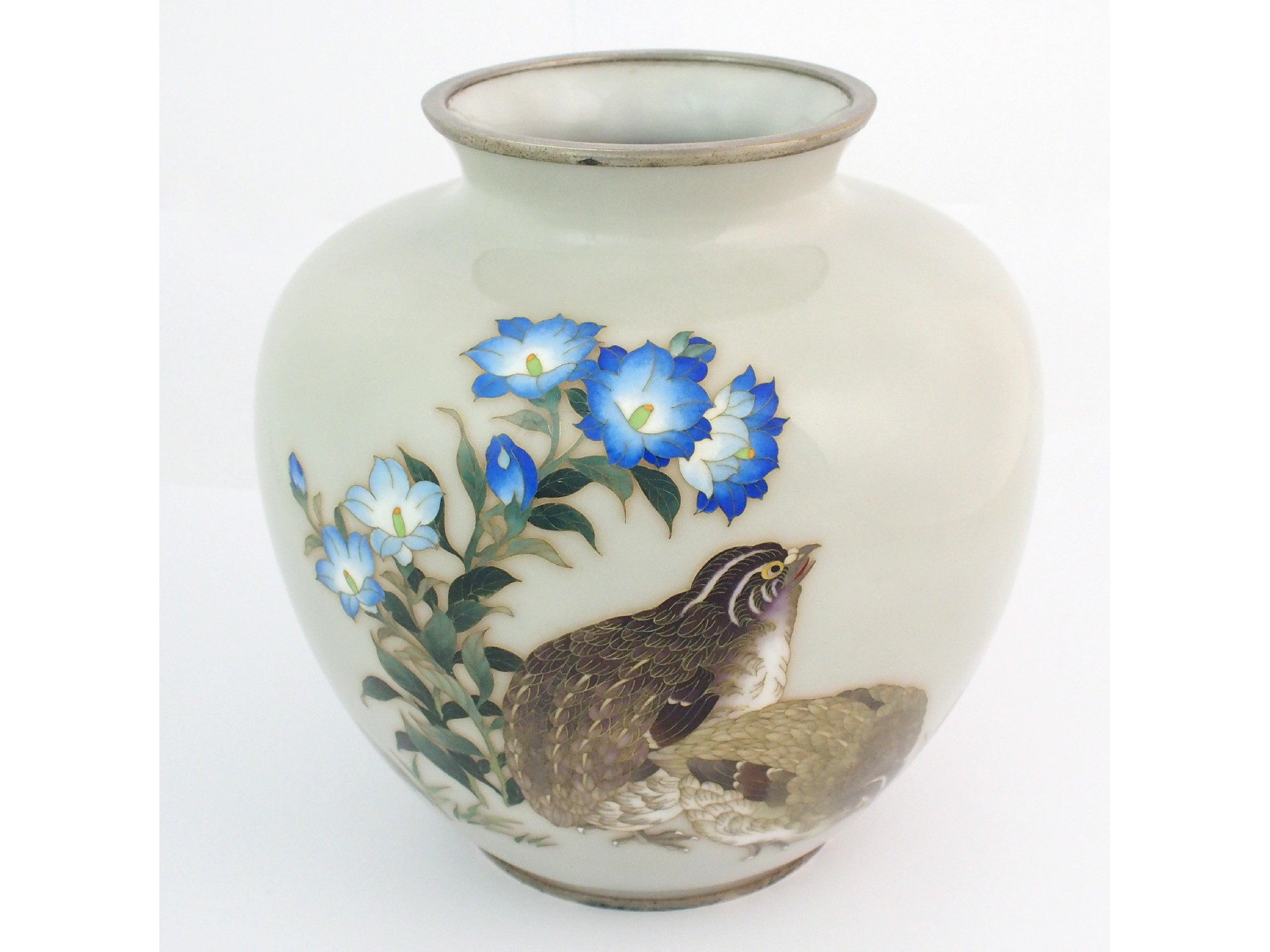 Appraisal: A Japanese cloisonne baluster vasedecorated with a pair of quail