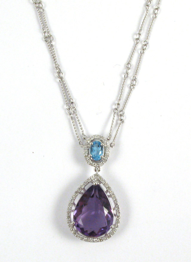 Appraisal: AMETHYST TOPAZ AND DIAMOND NECKLACE - in length The pendant