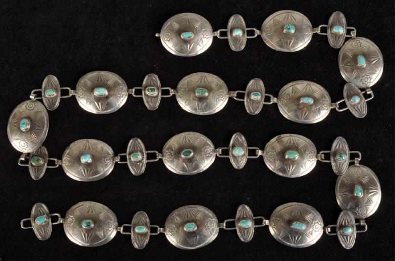 Appraisal: Native American Indian Concho Belt Description With turquoise stones Condition