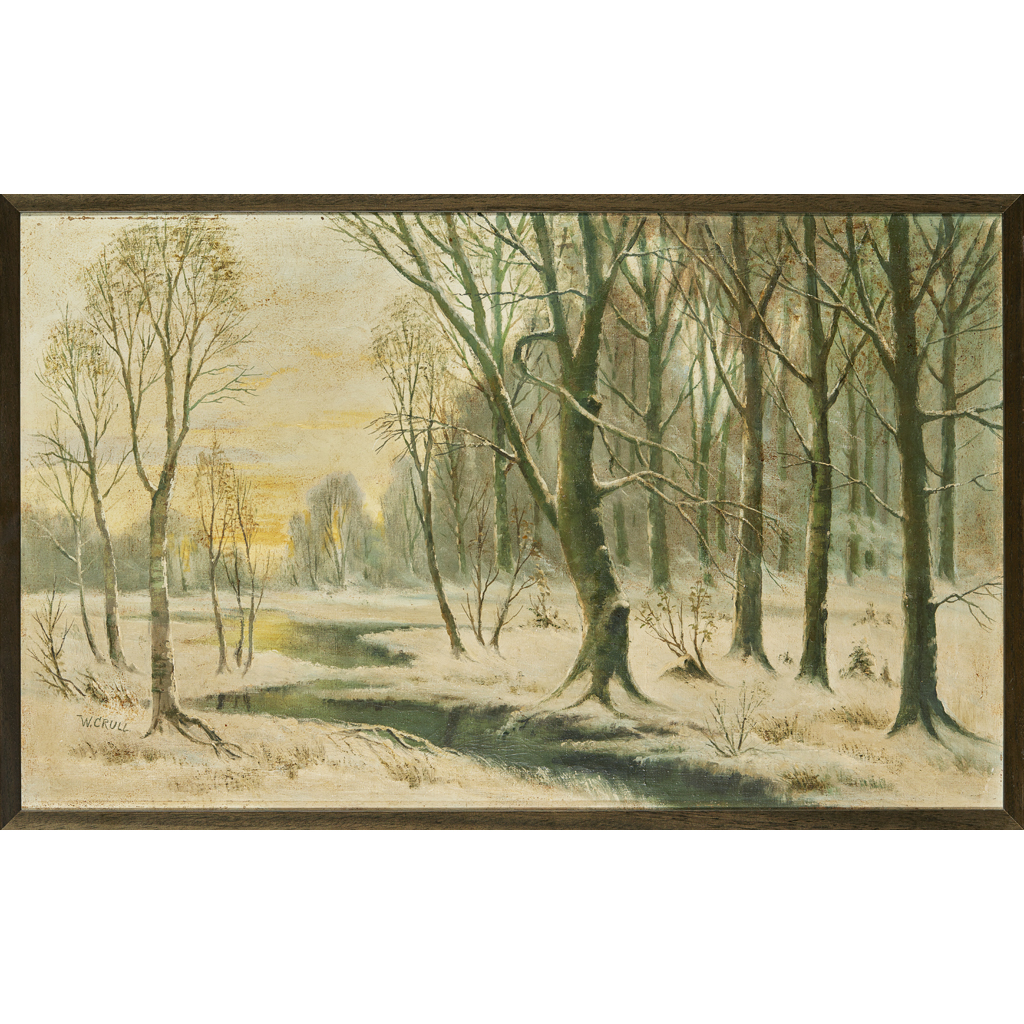 Appraisal: W CRULL A SNOW-COVERED WOODED WINTER LANDSCAPE signed oil on