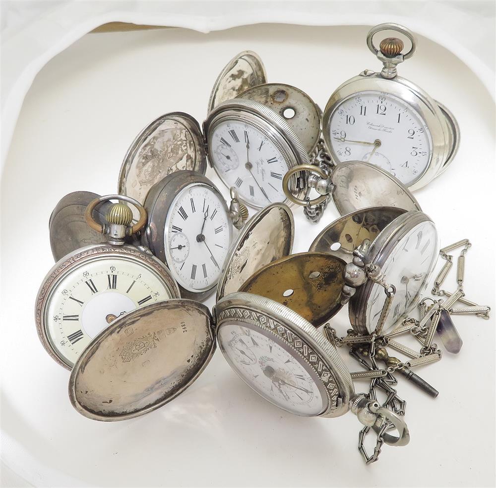 Appraisal: European silver-case pocket watches mostly standard cases H to pcs