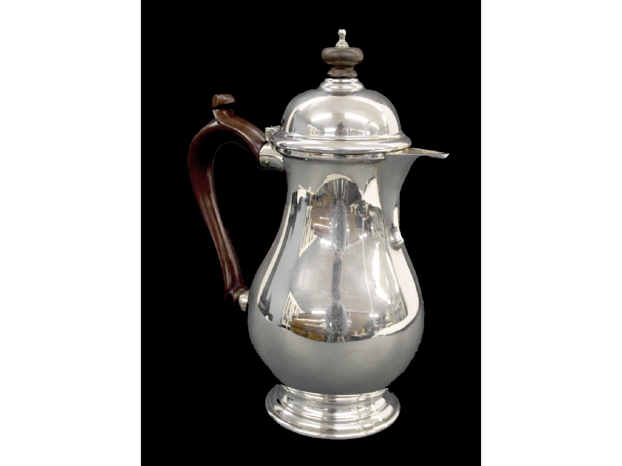 Appraisal: s silver baluster water pot with hardwood finial and handle