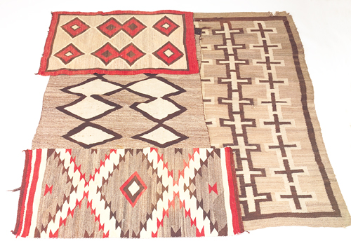 Appraisal: NAVAJO Four rugs of assorted sizes and patterns Some wear