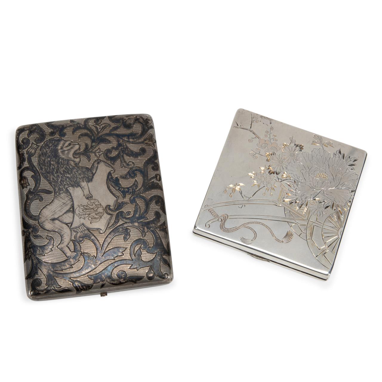 Appraisal: STERLING CIGARETTE CASE COMPACT Sterling cigarette case and compact the