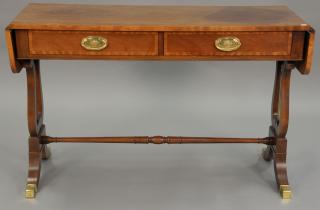 Appraisal: Baker Duncan Phyfe style mahogany banded inlaid sofa table with