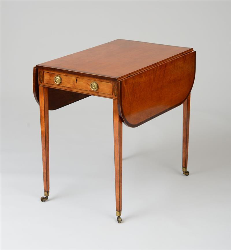 Appraisal: GEORGE III MAHOGANY INLAID SATINWOOD PEMBROKE TABLE The rectangular top