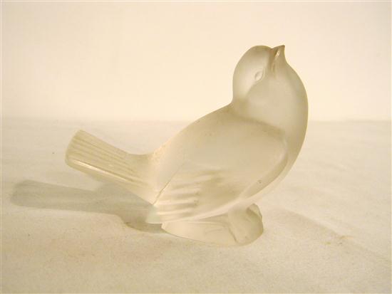 Appraisal: Lalique frosted glass bird engraved ''Lalique France'' on base ''