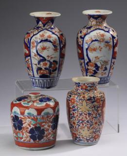 Appraisal: Imari porcelain vases Group of four Imari porcelain articles comprising