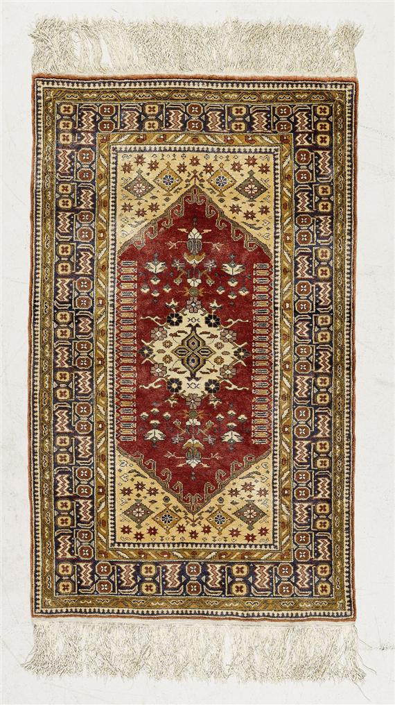 Appraisal: KAYSERI SILK old Yellow central field with a red central