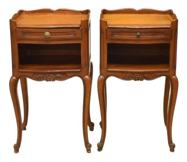 Appraisal: lot of French Louis XV style walnut bedside cabinets th