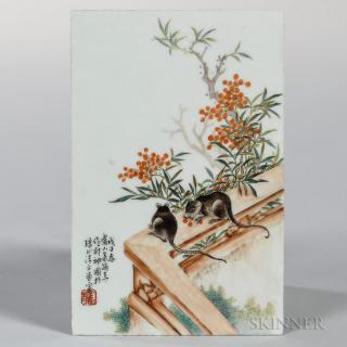 Appraisal: Porcelain Plaque Porcelain Plaque China in the manner of Yu