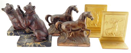 Appraisal: Three pairs of animal-themed bookends cast metal pair of playful