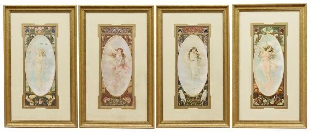 Appraisal: lot of Framed Art Nouveau style prints on paper unsigned