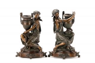 Appraisal: After Carrier Belleuse Pair of Bronze Figures After Albert Ernest