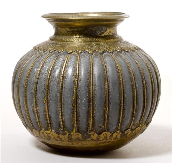 Appraisal: A SMALL JAR India height cm Engraved and chased bronze