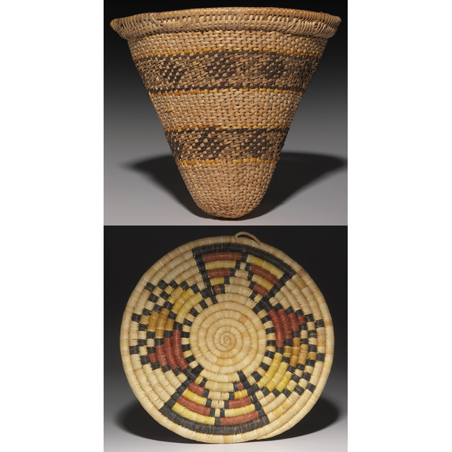 Appraisal: Washo burden basket miniature form with a polychrome geometric design