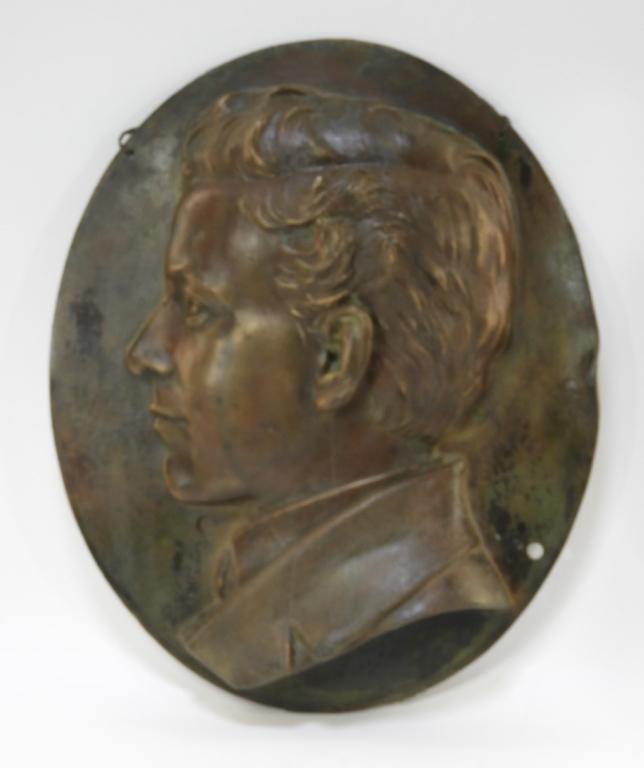 Appraisal: HENRY BAERER BRONZE RELIEF PLAQUE OF ARISTOCRAT Germany New York