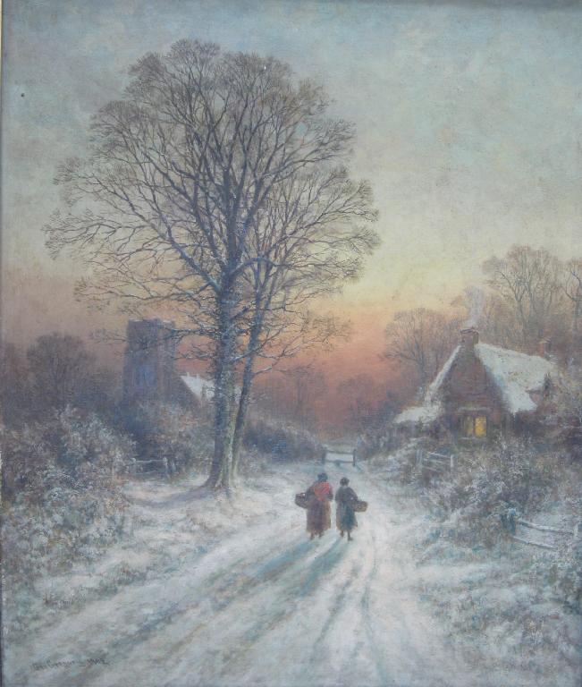 Appraisal: GEORGE GREGORY Summer and Winter signed and dated oil on