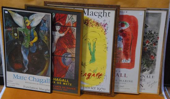 Appraisal: MARC CHAGALL Group of five framed vintage poster