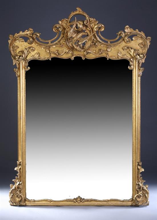 Appraisal: IMPORTANT ROCOCO GILT-GESSO OVER WOOD MANTEL MIRROR Early th century