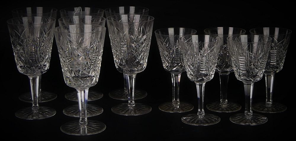 Appraisal: LOT OF VINTAGE WATERFORD GLASSES T White wine goblets each