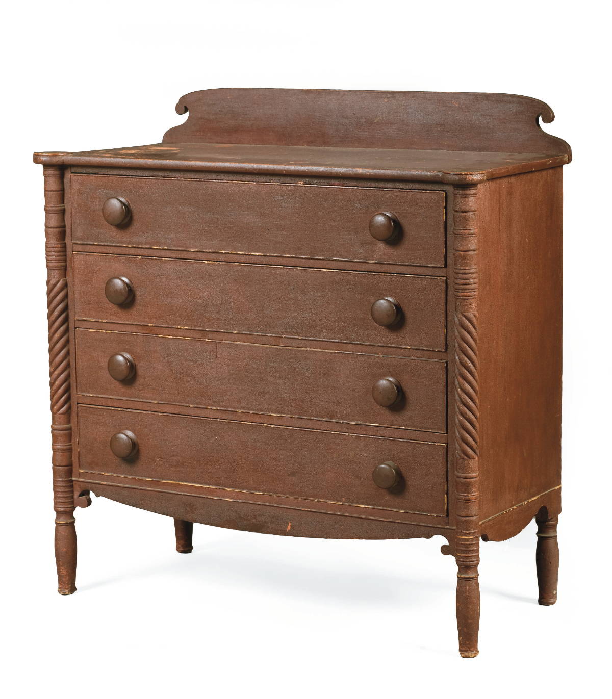 Appraisal: NEW HAMPSHIRE COUNTRY SHERATON CHEST OF DRAWERS IN EARLY RED