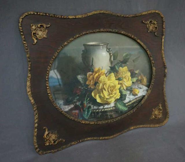 Appraisal: ca 's Yellow Rose Print and Frame No artist name