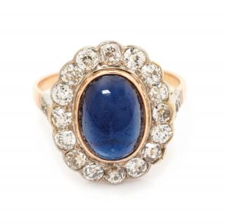 Appraisal: A Platinum Topped Rose Gold Sapphire and Diamond Ring Russian