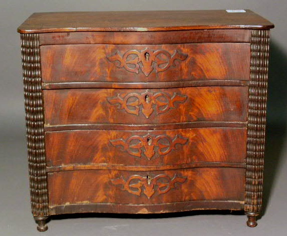 Appraisal: Empire mahogany miniature chest of drawers h x w x