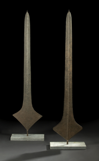 Appraisal: Pair of African Iron Currency Blades Lokele and Turumbu peoples